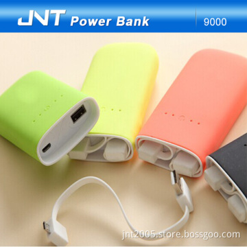 Portable Power Bank with Silicon Gel Coating + Build-in Cable